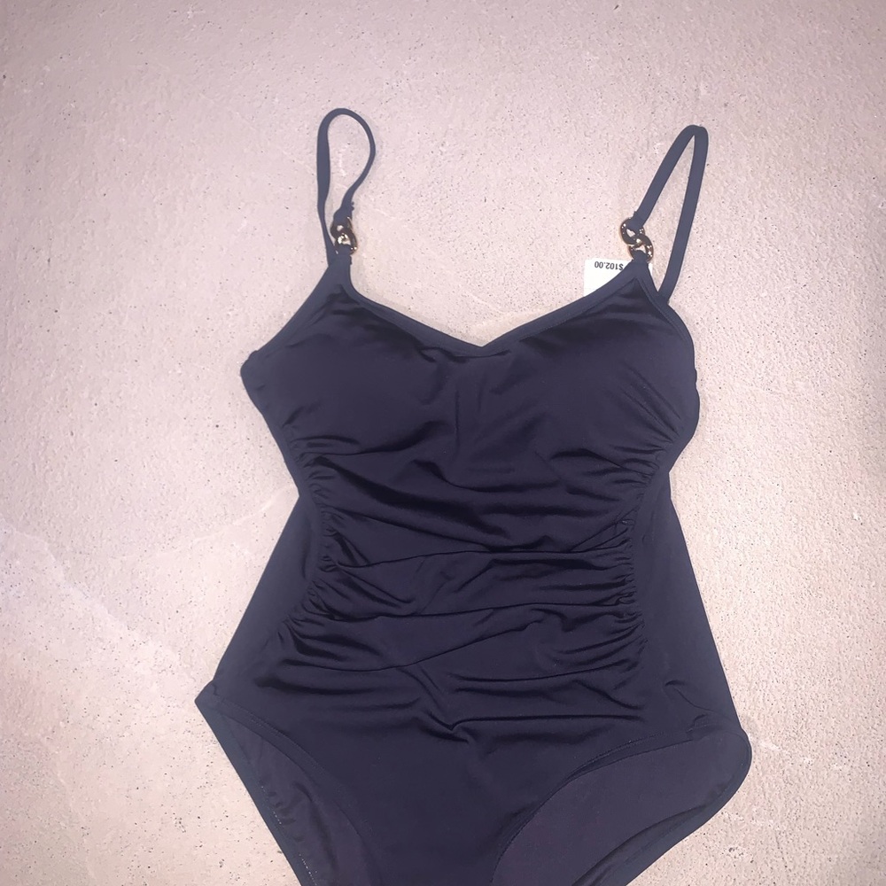 Michael Kors Black One-Piece Swimsuit with Halter Neckline